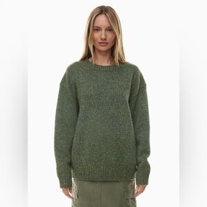 Aritzia Wilfred Free | Bronco Wool Blend Crewneck Knit Sweater Green Marled XS